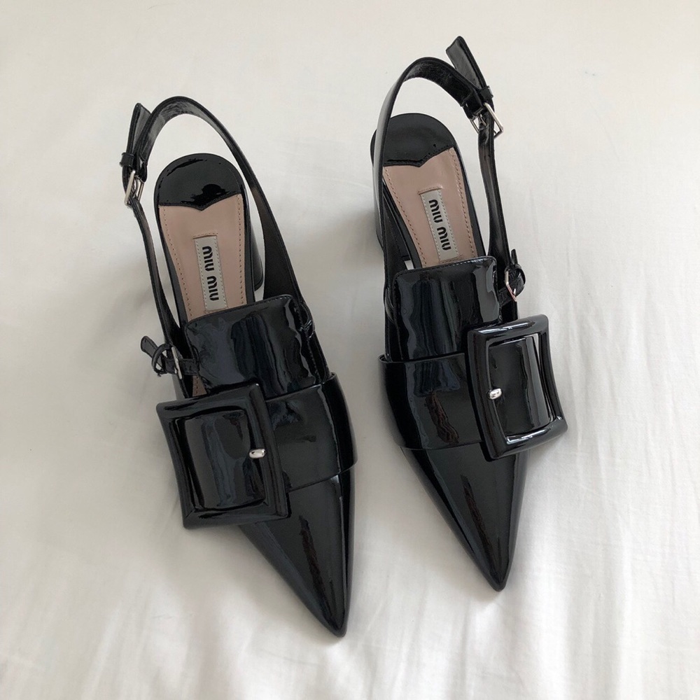 Miu Miu Buckle Pointed Toe Slingbacks - image 3